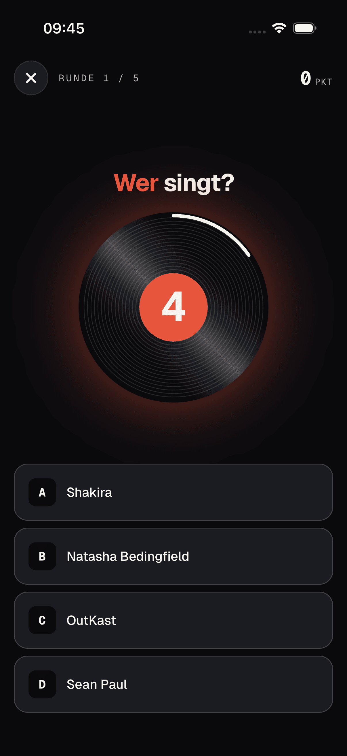 DropBeat Quiz-Runde: „Wer singt?“ mit vier Antwortmöglichkeiten